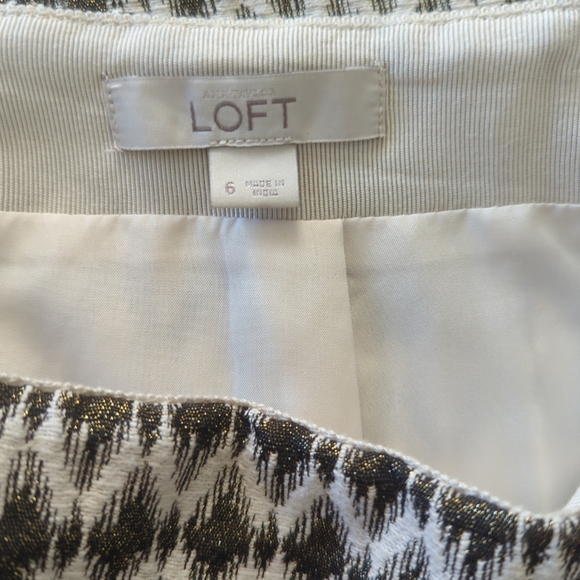 Loft cream gold sparkle textured skirt size 6 classic preppy - Picture 7 of 8